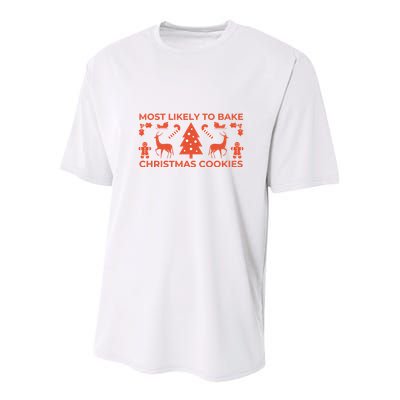 Most Likely To Bake Christmas Cookies Funny Baker Christmas Youth Performance Sprint T-Shirt