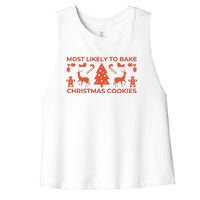 Most Likely To Bake Christmas Cookies Funny Baker Christmas Women's Racerback Cropped Tank