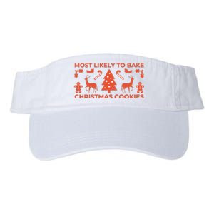 Most Likely To Bake Christmas Cookies Funny Baker Christmas Valucap Bio-Washed Visor