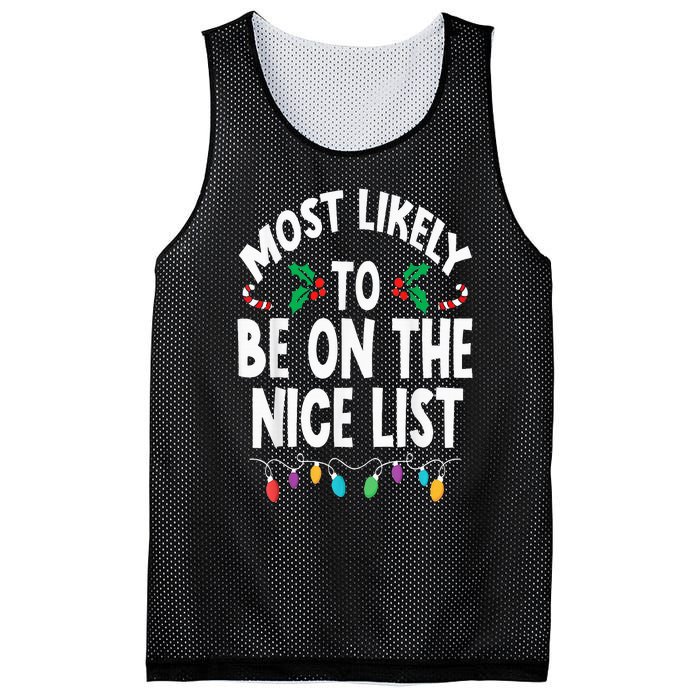 Most Likely To Be On The Nice List Christmas Family Matching Mesh Reversible Basketball Jersey Tank