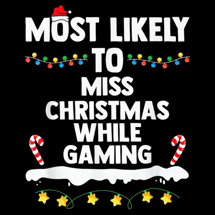 Most Likely To Miss Christmas While Gaming Family Christmas Drawstring Bag