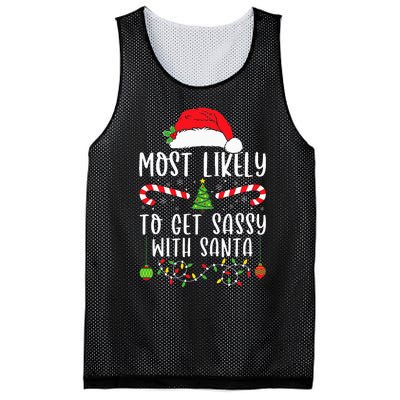 Most Likely To Get Sassy With Santa Christmas Matching Mesh Reversible Basketball Jersey Tank