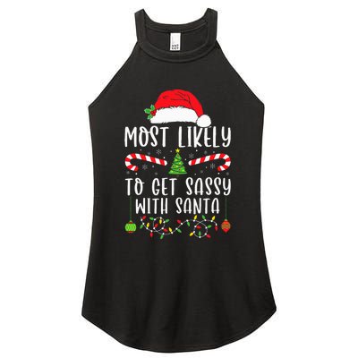 Most Likely To Get Sassy With Santa Christmas Matching Women's Perfect Tri Rocker Tank