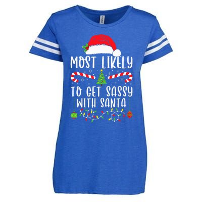 Most Likely To Get Sassy With Santa Christmas Matching Enza Ladies Jersey Football T-Shirt