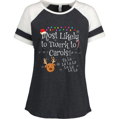 Most Likely To Twerk to Carols Fa La La La Funny Christmas  Enza Ladies Jersey Colorblock Tee