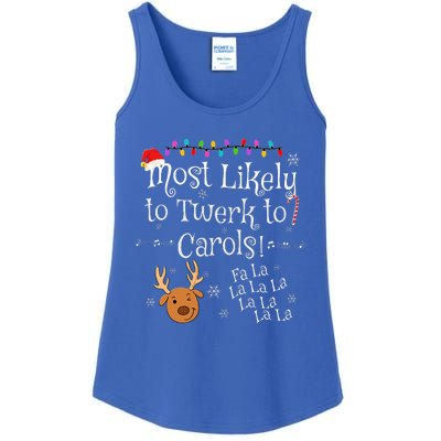 Most Likely To Twerk to Carols Fa La La La Funny Christmas  Ladies Essential Tank