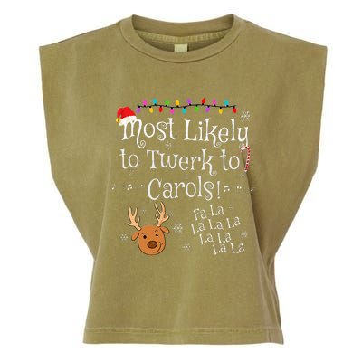 Most Likely To Twerk to Carols Fa La La La Funny Christmas  Garment-Dyed Women's Muscle Tee