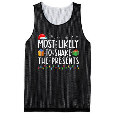 Most Likely To Shake The Presents Family Matching Christmas Mesh Reversible Basketball Jersey Tank