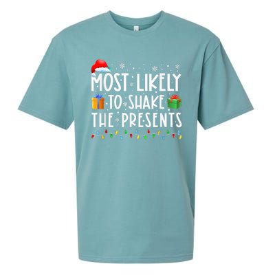 Most Likely To Shake The Presents Family Matching Christmas Sueded Cloud Jersey T-Shirt