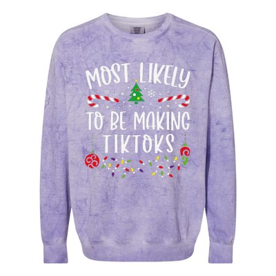 Most Likely To Be Making Tiktoks Funny Christmas Family Matching Cute Christma Colorblast Crewneck Sweatshirt