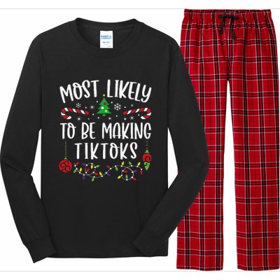 Most Likely To Be Making Tiktoks Funny Christmas Family Matching Cute Christma Long Sleeve Pajama Set