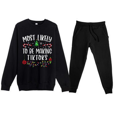 Most Likely To Be Making Tiktoks Funny Christmas Family Matching Cute Christma Premium Crewneck Sweatsuit Set