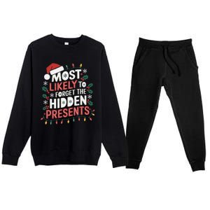 Most Likely To Forget The Hidden Presents Matching Christmas Premium Crewneck Sweatsuit Set