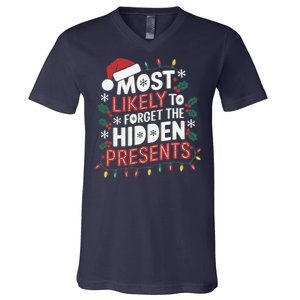 Most Likely To Forget The Hidden Presents Matching Christmas V-Neck T-Shirt