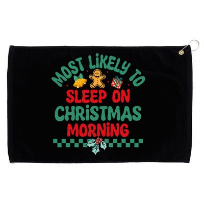 Most Likely To Sleep On Christmas Morning Christmas Pajamas Grommeted Golf Towel