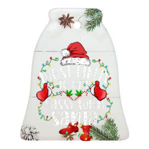 Most Likely To Get Sassy With Santa Family Funny Christmas Ceramic Bell Ornament