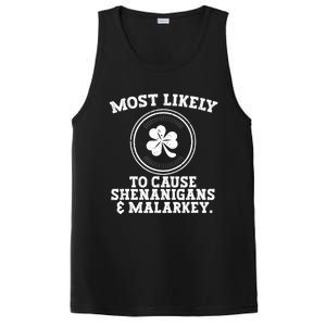 Most Likely To Cause Shenanigans & Malarkey St Patricks Day PosiCharge Competitor Tank