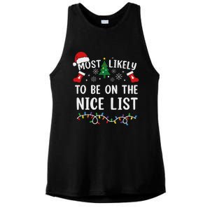 Most Likely To Be On The Nice List Matching Christmas Ladies PosiCharge Tri-Blend Wicking Tank