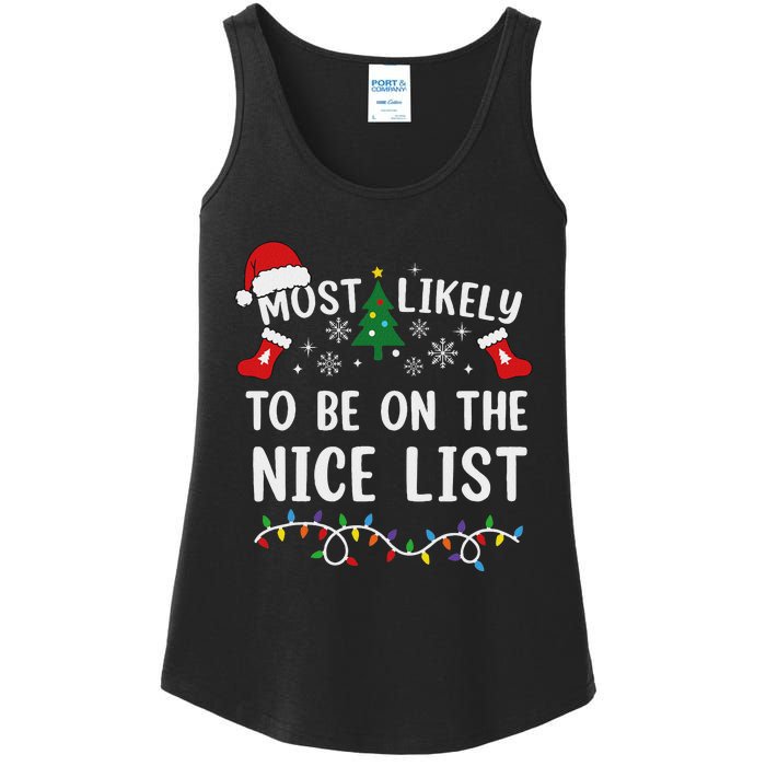 Most Likely To Be On The Nice List Matching Christmas Ladies Essential Tank