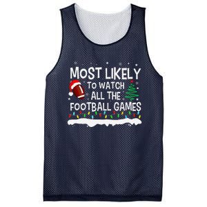 Most Likely To Watch All Football Games Christmas Mesh Reversible Basketball Jersey Tank