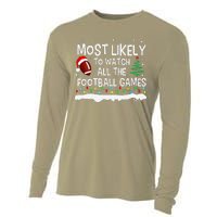 Most Likely To Watch All Football Games Christmas Cooling Performance Long Sleeve Crew