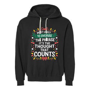 Most Likely To Christmas Funny Matching Family Pajama Xmas Garment-Dyed Fleece Hoodie