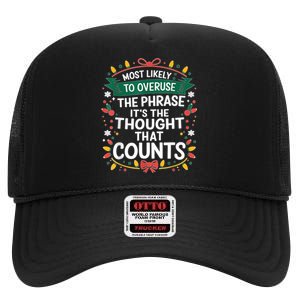 Most Likely To Christmas Funny Matching Family Pajama Xmas High Crown Mesh Back Trucker Hat