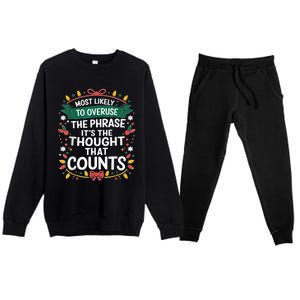 Most Likely To Christmas Funny Matching Family Pajama Xmas Premium Crewneck Sweatsuit Set