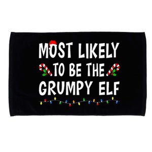 Most Likely To Be The Grumpy Elf Xmas Funny Family Christmas Microfiber Hand Towel