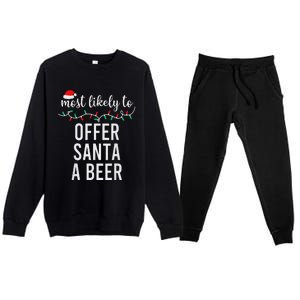 Most Likely To Christmas Matching Family Pajamas Funny Premium Crewneck Sweatsuit Set