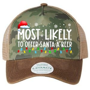 Most Likely To Offer Santa A Beer Funny Christmas Legacy Tie Dye Trucker Hat