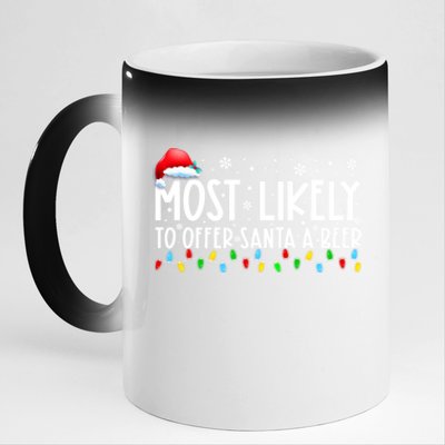 Most Likely To Offer Santa A Beer Funny Christmas 11oz Black Color Changing Mug