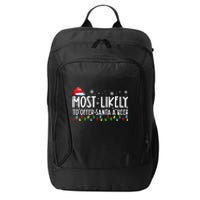 Most Likely To Offer Santa A Beer Funny Christmas City Backpack