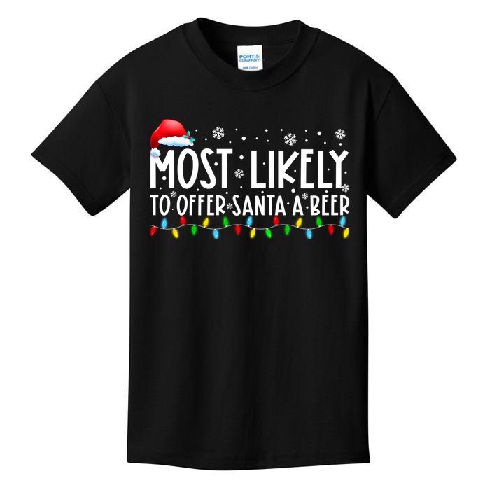 Most Likely To Offer Santa A Beer Funny Christmas Kids T-Shirt