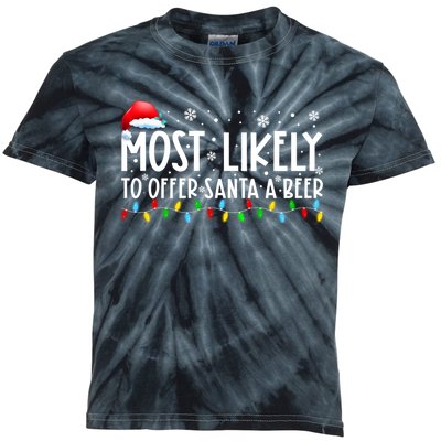 Most Likely To Offer Santa A Beer Funny Christmas Kids Tie-Dye T-Shirt