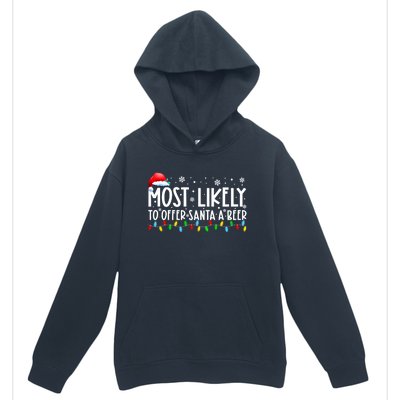 Most Likely To Offer Santa A Beer Funny Christmas Urban Pullover Hoodie