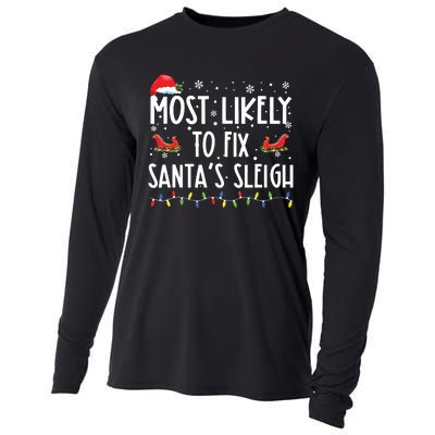 Most Likely To Fix Santa Sleigh Christmas Believe Santa Cooling Performance Long Sleeve Crew