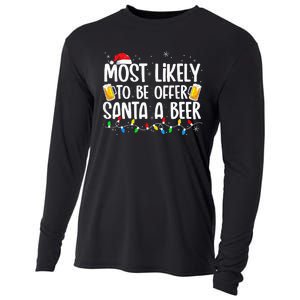 Most Likely To Offer Santa A Beer Funny Drinking Christmas Cooling Performance Long Sleeve Crew