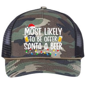 Most Likely To Offer Santa A Beer Funny Drinking Christmas Retro Rope Trucker Hat Cap