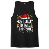 Most Likely To Take The Most Selfies Funny Family Christmas PosiCharge Competitor Tank