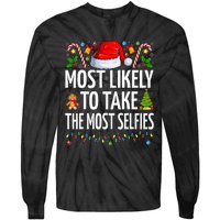 Most Likely To Take The Most Selfies Funny Family Christmas Tie-Dye Long Sleeve Shirt