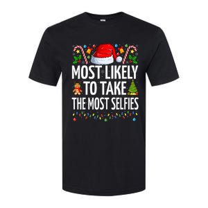 Most Likely To Take The Most Selfies Funny Family Christmas Softstyle CVC T-Shirt