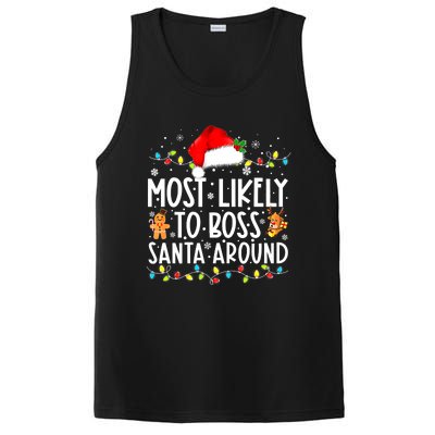 Most Likely To Boss Santa Around Funny Christmas Santa Hat PosiCharge Competitor Tank