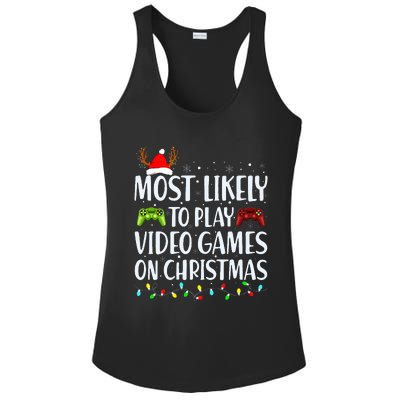 Most Likely To Play Video Game On Christmas Santa Gaming  Ladies PosiCharge Competitor Racerback Tank