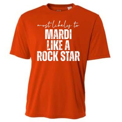 Most Likely To Mardi Like A Rock Star Mardi Gras Party Cooling Performance Crew T-Shirt