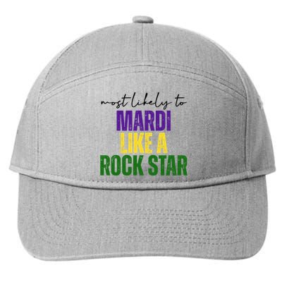 Most Likely To Mardi Like A Rock Star Mardi Gras Party 7-Panel Snapback Hat