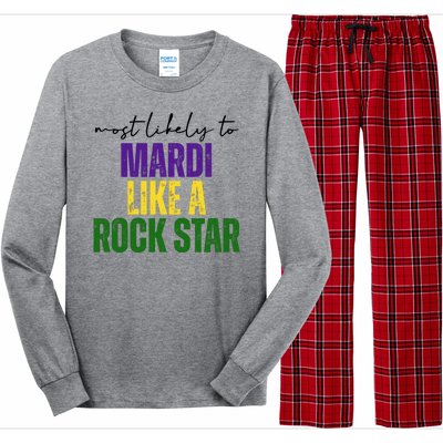 Most Likely To Mardi Like A Rock Star Mardi Gras Party Long Sleeve Pajama Set