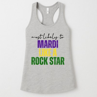 Most Likely To Mardi Like A Rock Star Mardi Gras Party Womens Tank Top