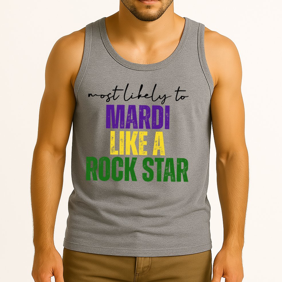 Most Likely To Mardi Like A Rock Star Mardi Gras Party Tank Top