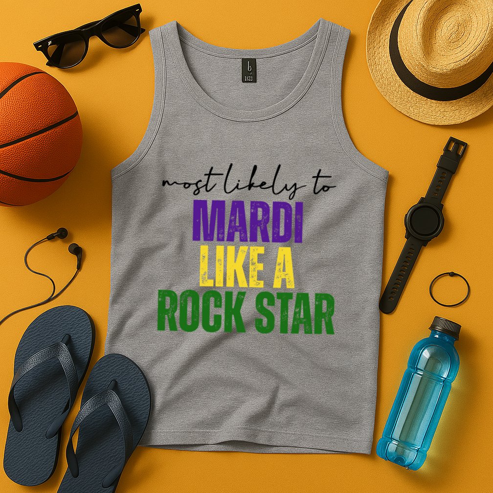 Most Likely To Mardi Like A Rock Star Mardi Gras Party Tank Top